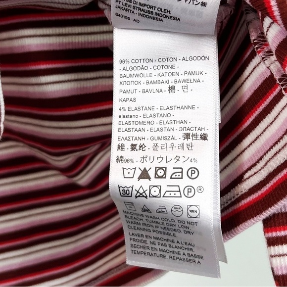 NWT Levi’s Ellie Fine Ribbed Striped Turtleneck Top Pink/White - Picture 5 of 5